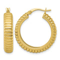 SS Gold-tone Polished and Grooved 26x6mm Round Hoop Earrings