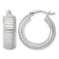 Sterling Silver Polished and Grooved 21x7mm Round Hoop Earrings