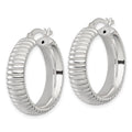 Sterling Silver Polished and Grooved 26x7mm Round Hoop Earrings