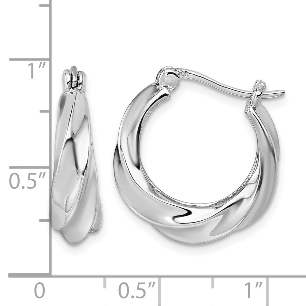 Sterling Silver Rhodium-plated Twisted Hoop Earrings