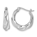 Sterling Silver Rhodium-plated Twisted Hoop Earrings