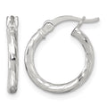 Sterling Silver Polished Diamond-cut 2.0mm Round Hoop Earrings