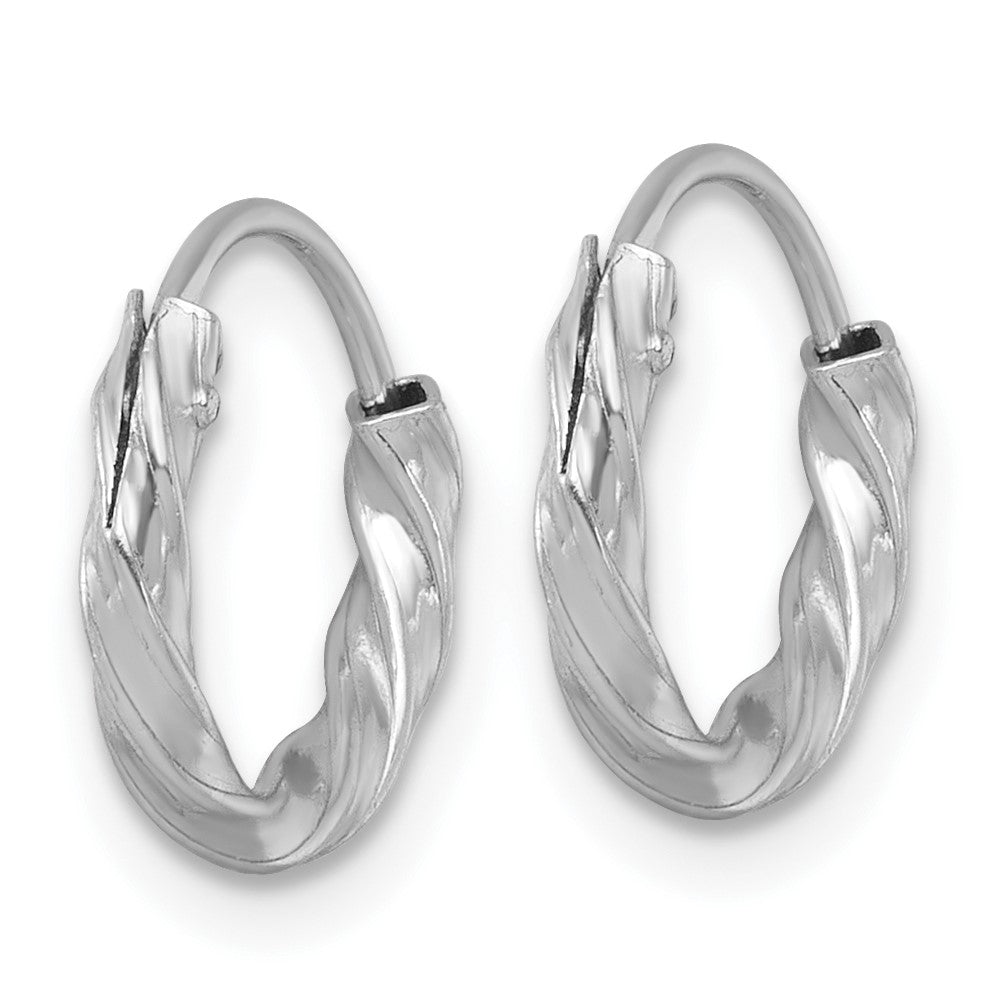 SS RH-pltd Polished Twisted 13x2.25mm Round Hoop Earrings