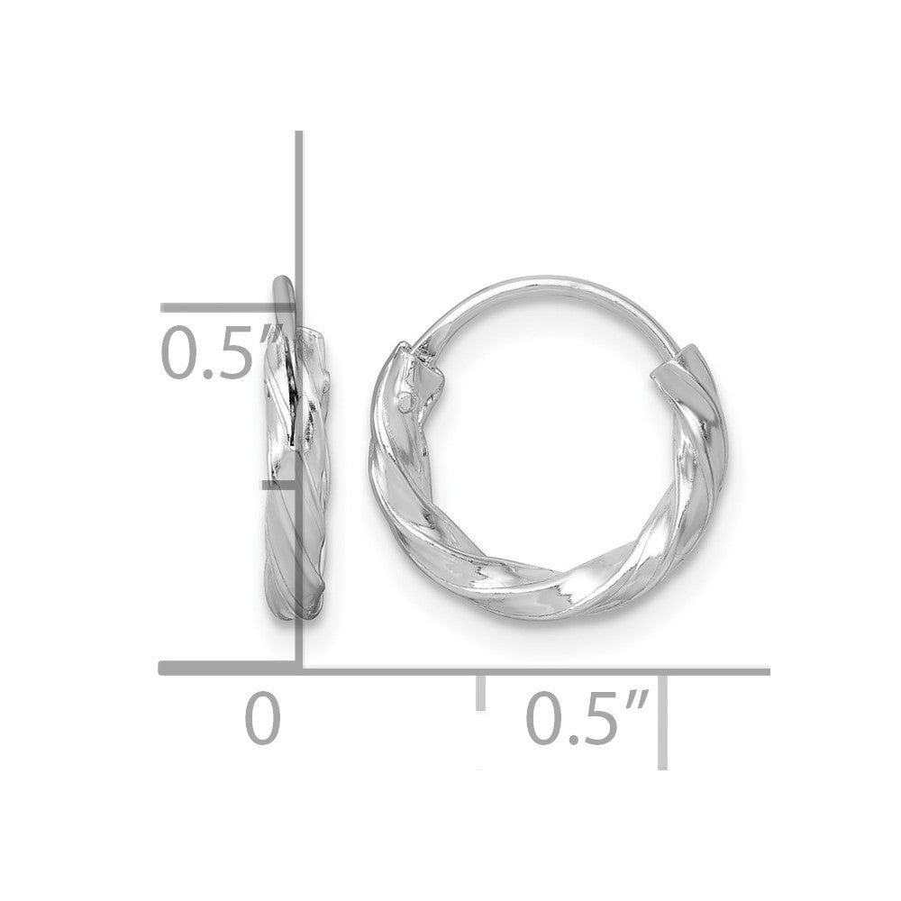 SS RH-pltd Polished Twisted 13x2.25mm Round Hoop Earrings