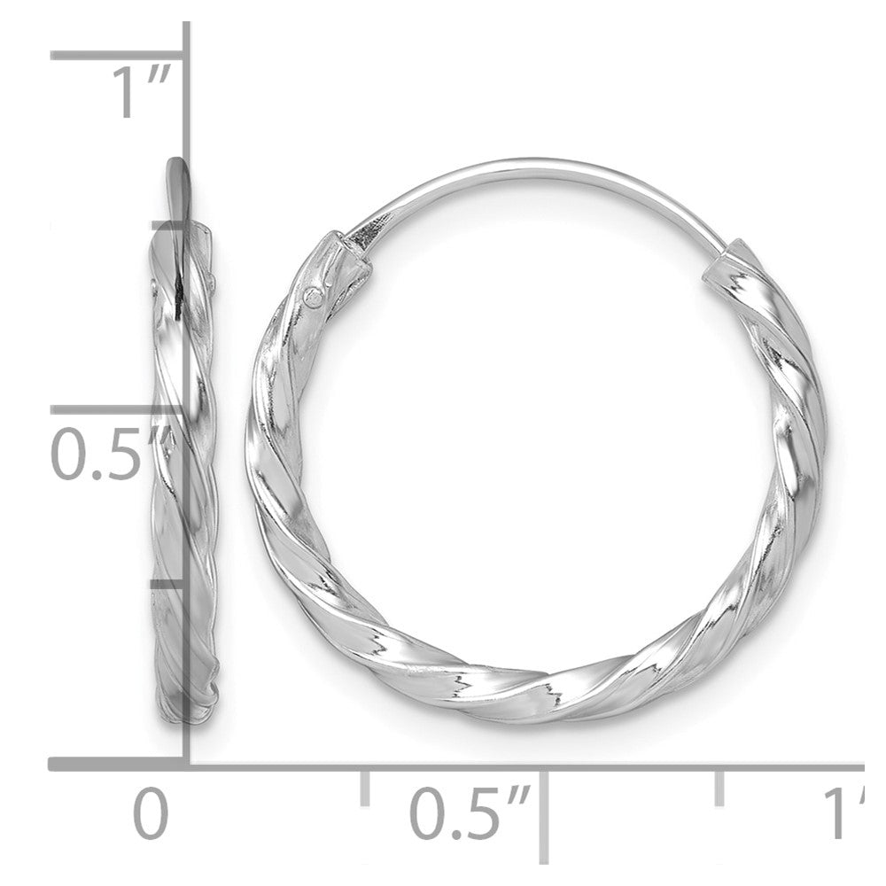SS RH-pltd Polished Twisted 20x2.25mm Round Hoop Earrings