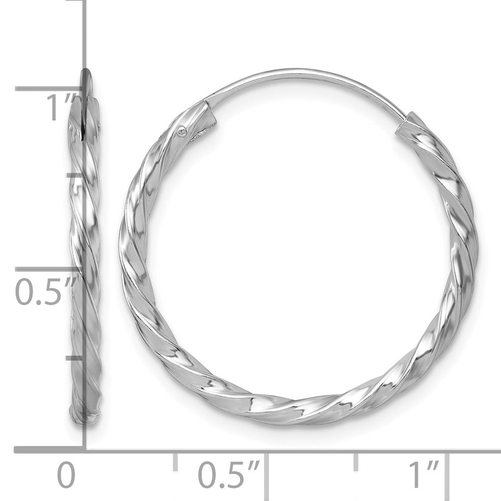 SS RH-pltd Polished Twisted 26x2.25mm Round Hoop Earrings
