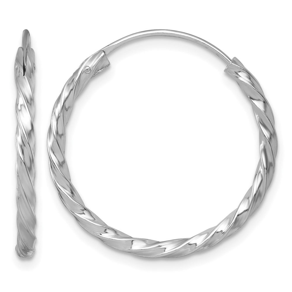 SS RH-pltd Polished Twisted 26x2.25mm Round Hoop Earrings
