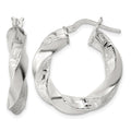 Sterling Silver Polished Greek Key 5mm Twisted Hoop Earrings
