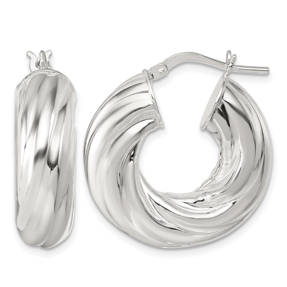 Sterling Silver Polished 8mm Twisted Hoop Earrings