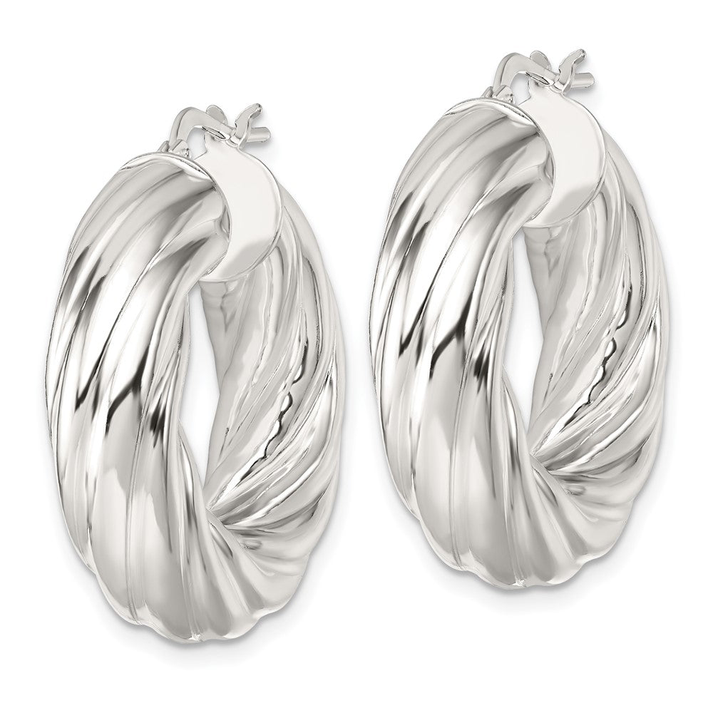 Sterling Silver Polished 8mm Twisted Hoop Earrings