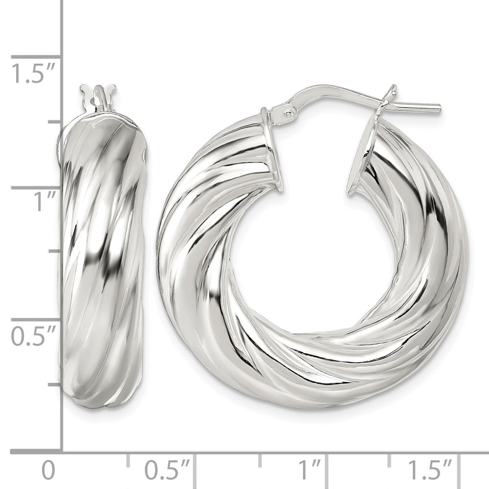 Sterling Silver Polished 8mm Twisted Hoop Earrings