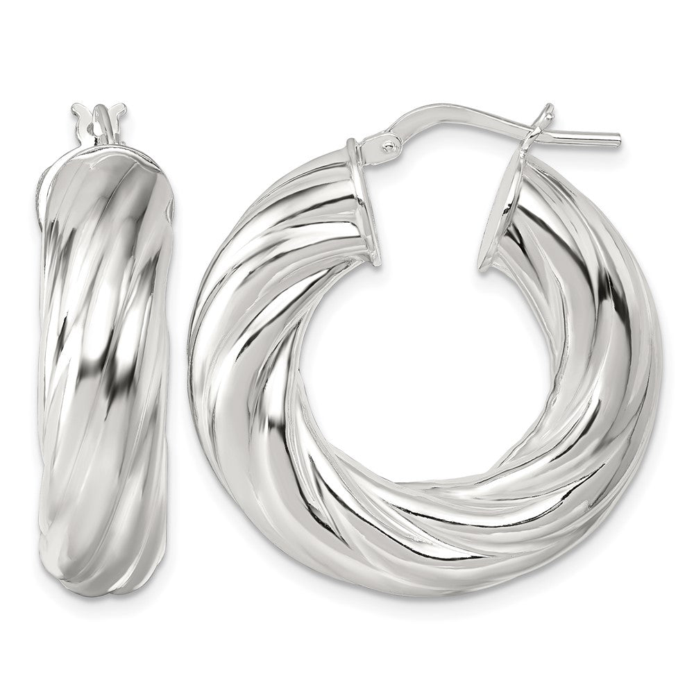 Sterling Silver Polished 8mm Twisted Hoop Earrings