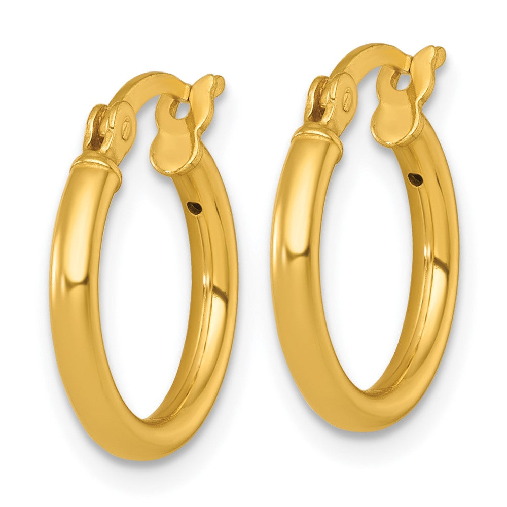 Sterling Silver Gold-tone Polished 2.0mm Round Hoop Earrings