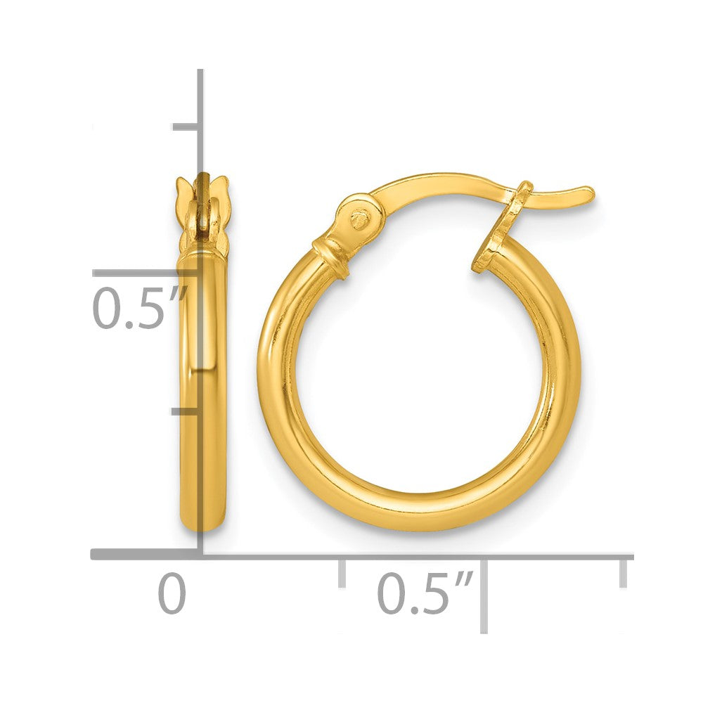 Sterling Silver Gold-tone Polished 2.0mm Round Hoop Earrings