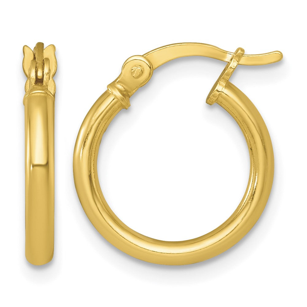 Sterling Silver Gold-tone Polished 2.0mm Round Hoop Earrings