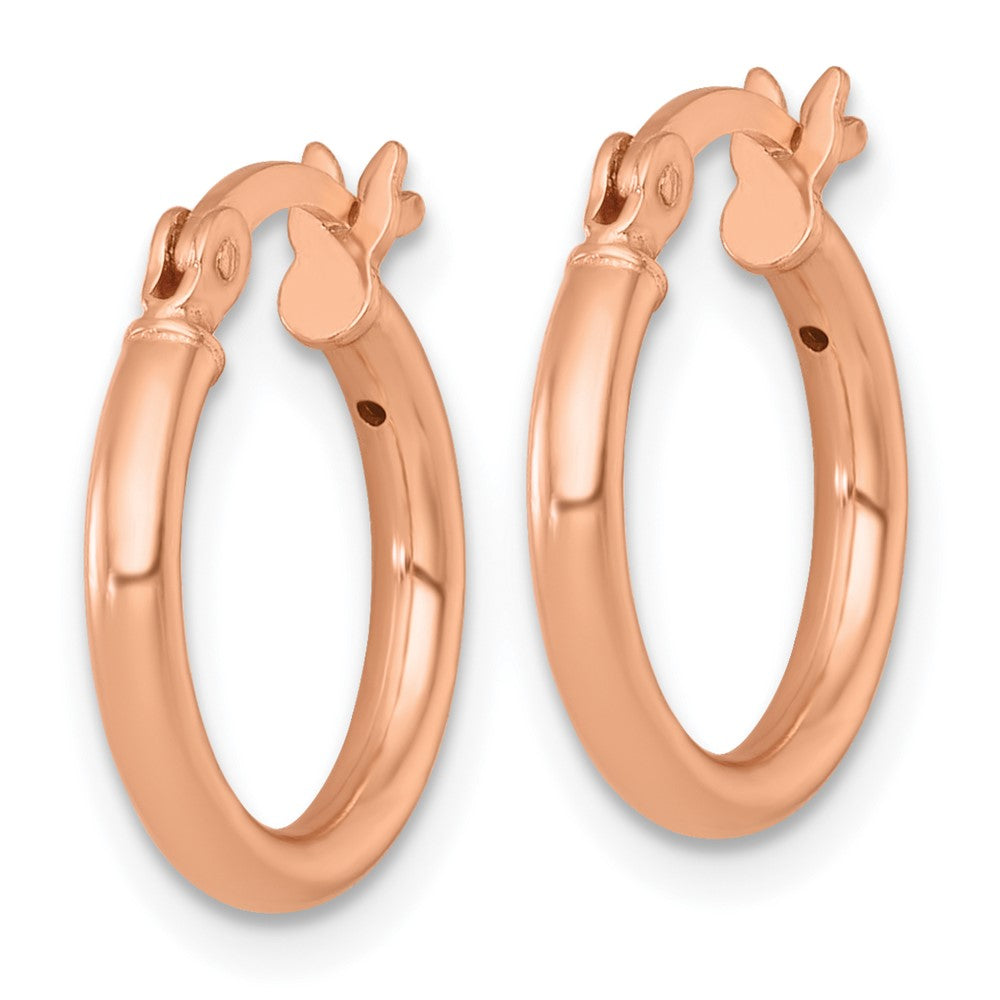 Sterling Silver Rose-tone Polished 2.0mm Round Hoop Earrings