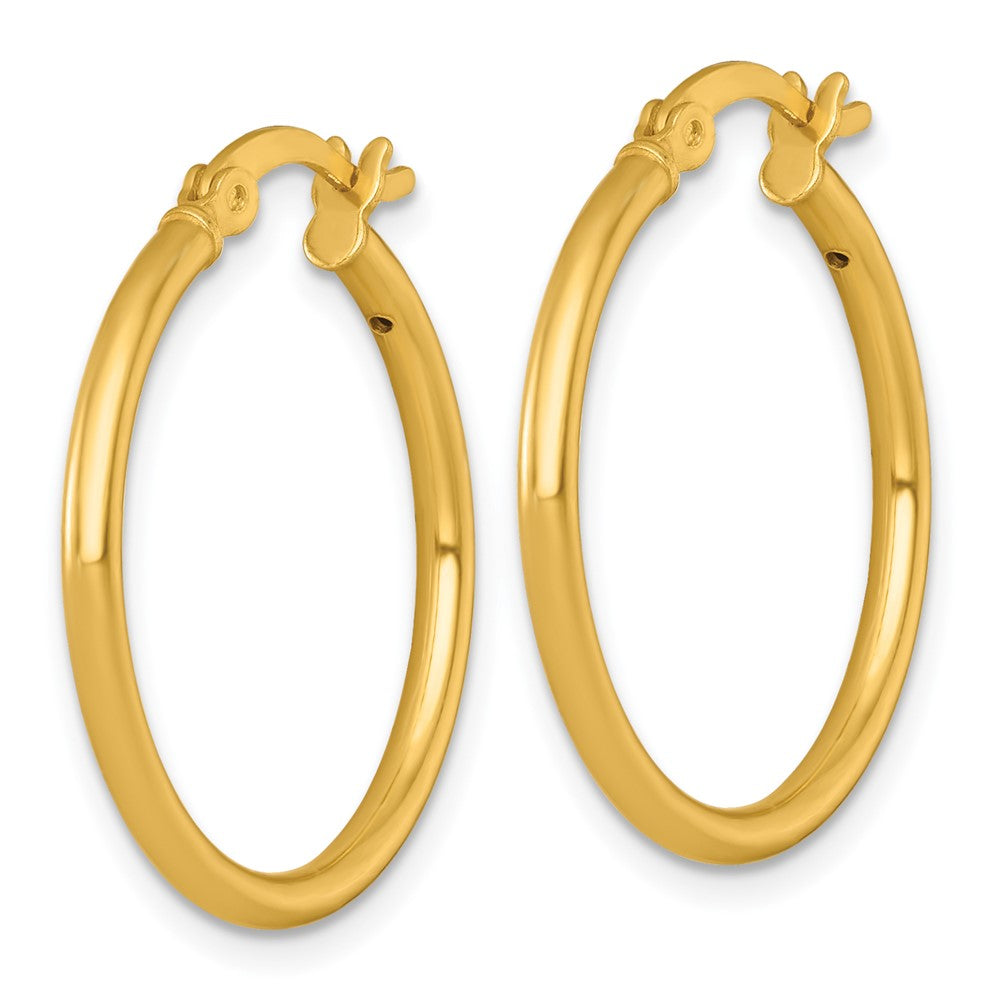 Sterling Silver Gold-tone Polished 2.0mm Round Hoop Earrings