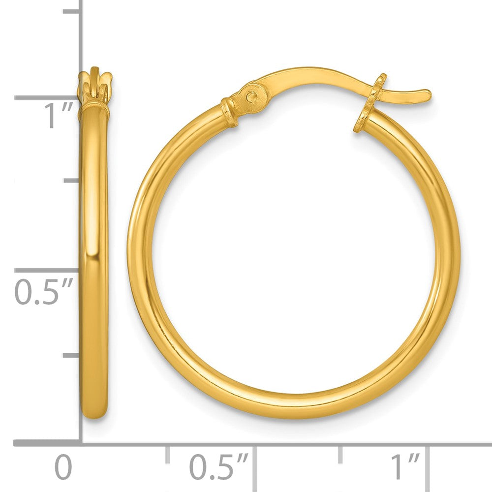 Sterling Silver Gold-tone Polished 2.0mm Round Hoop Earrings