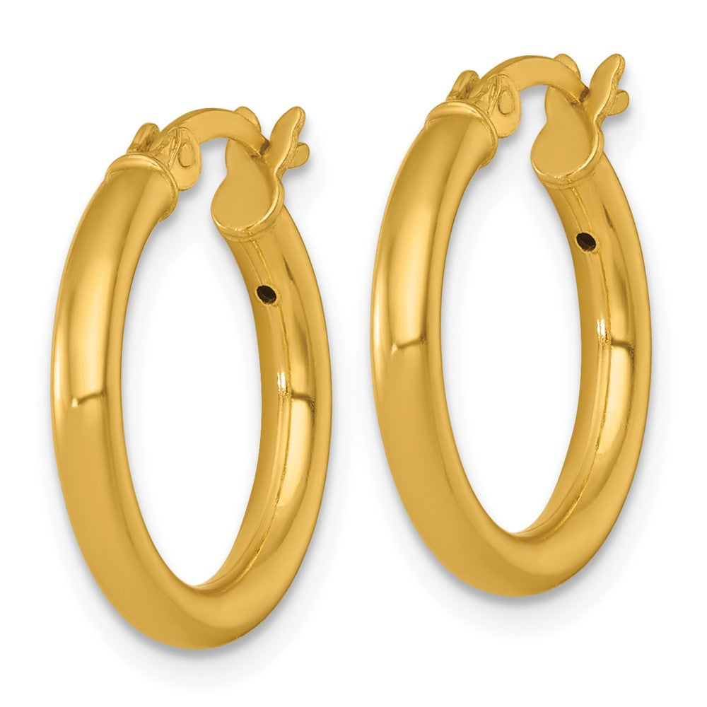 Sterling Silver Gold-tone Polished 2.5mm Round Hoop Earrings