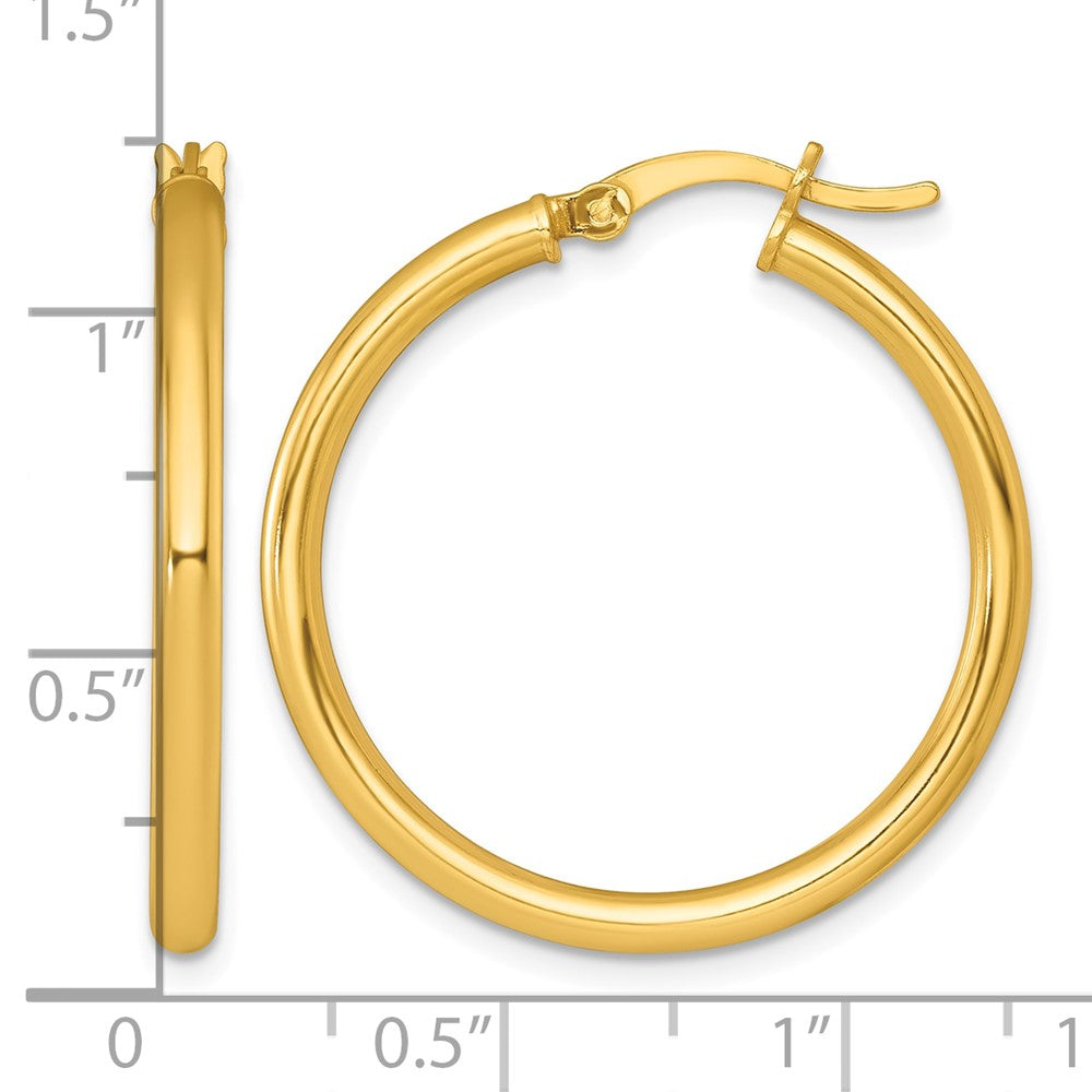 Sterling Silver Gold-tone Polished 2.5mm Round Hoop Earrings