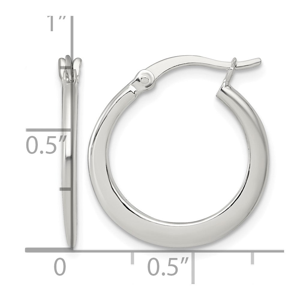 Sterling Silver Polished 20.0mm Tapered Round Hoop Earrings