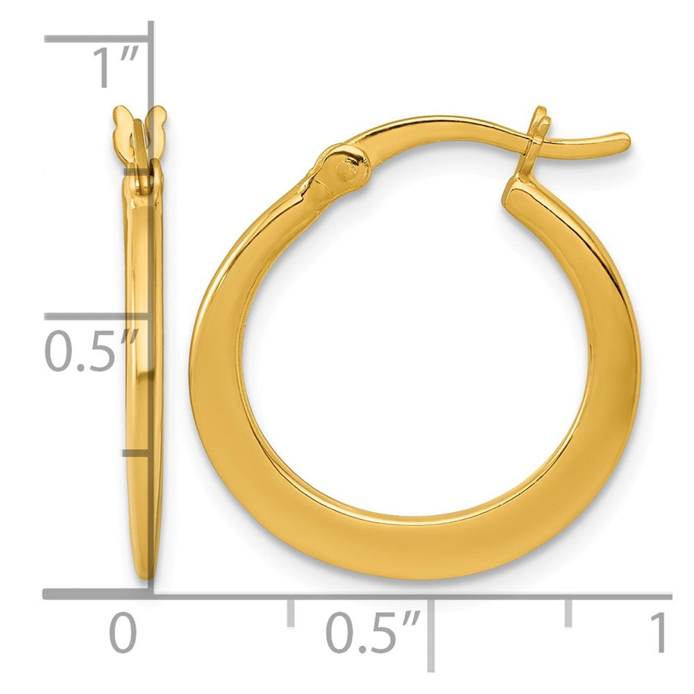 SS Gold-tone Polished 20.0mm Tapered Round Hoop Earrings