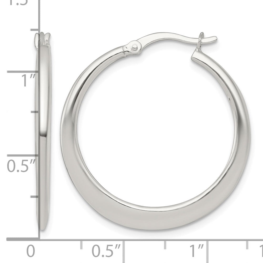 Sterling Silver Polished 30.0mm Tapered Round Hoop Earrings