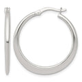 Sterling Silver Polished 30.0mm Tapered Round Hoop Earrings