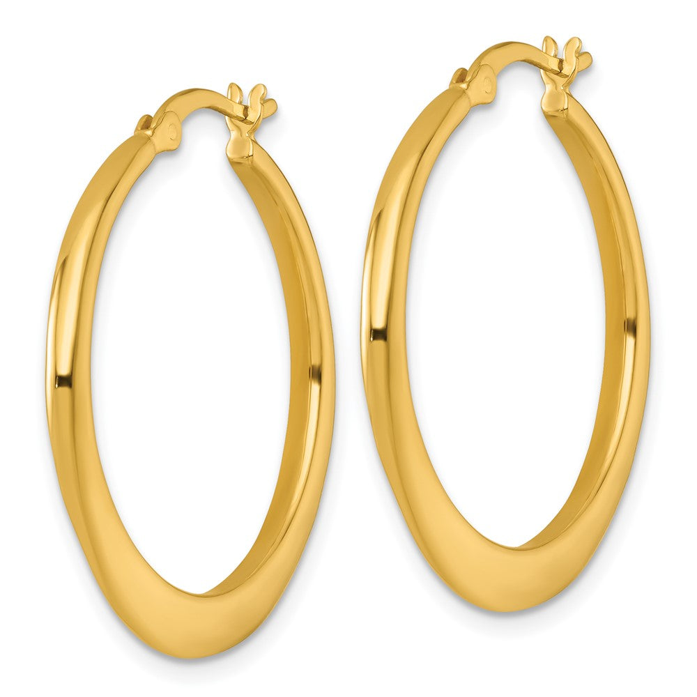 SS Gold-tone Polished 30.0mm Tapered Round Hoop Earrings