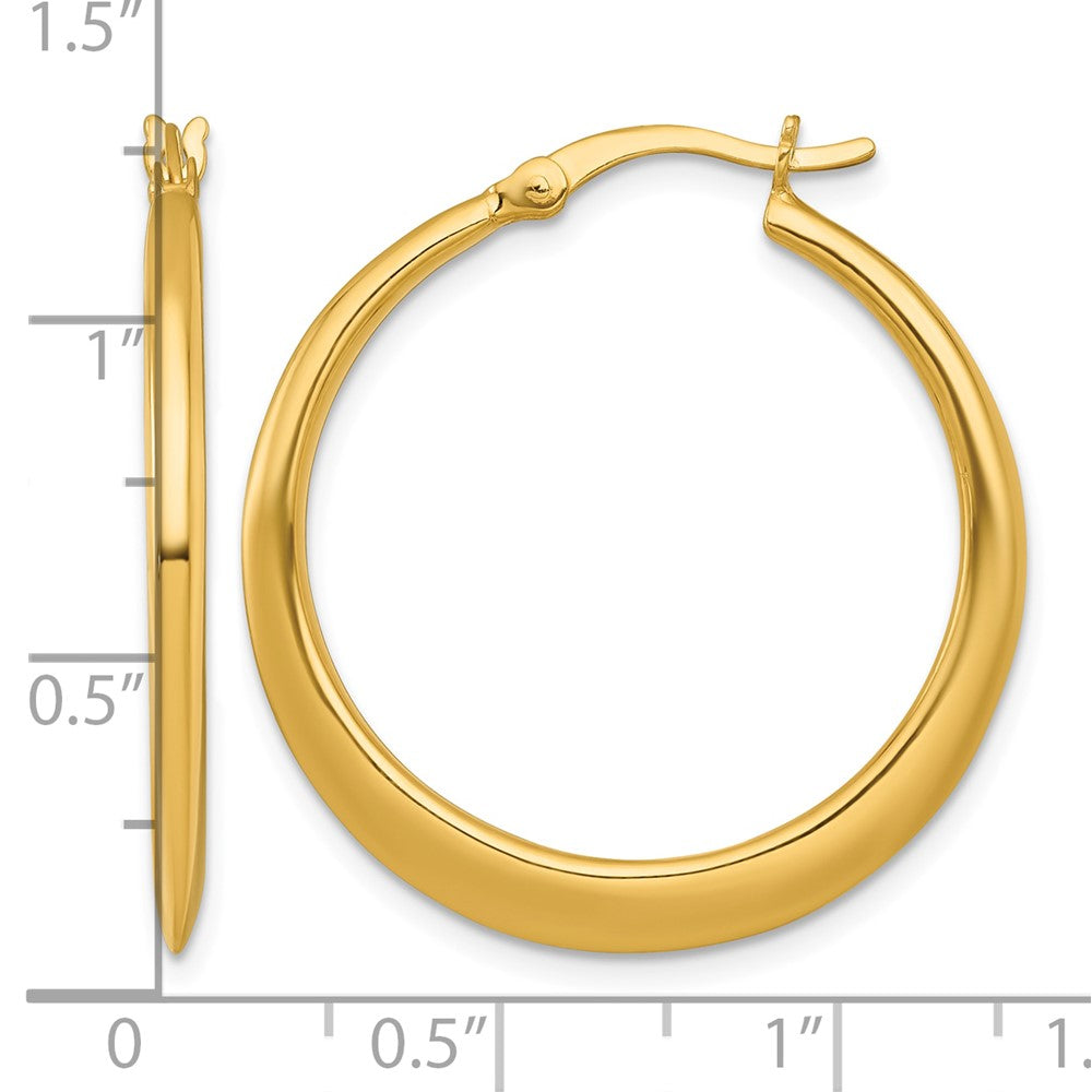 SS Gold-tone Polished 30.0mm Tapered Round Hoop Earrings