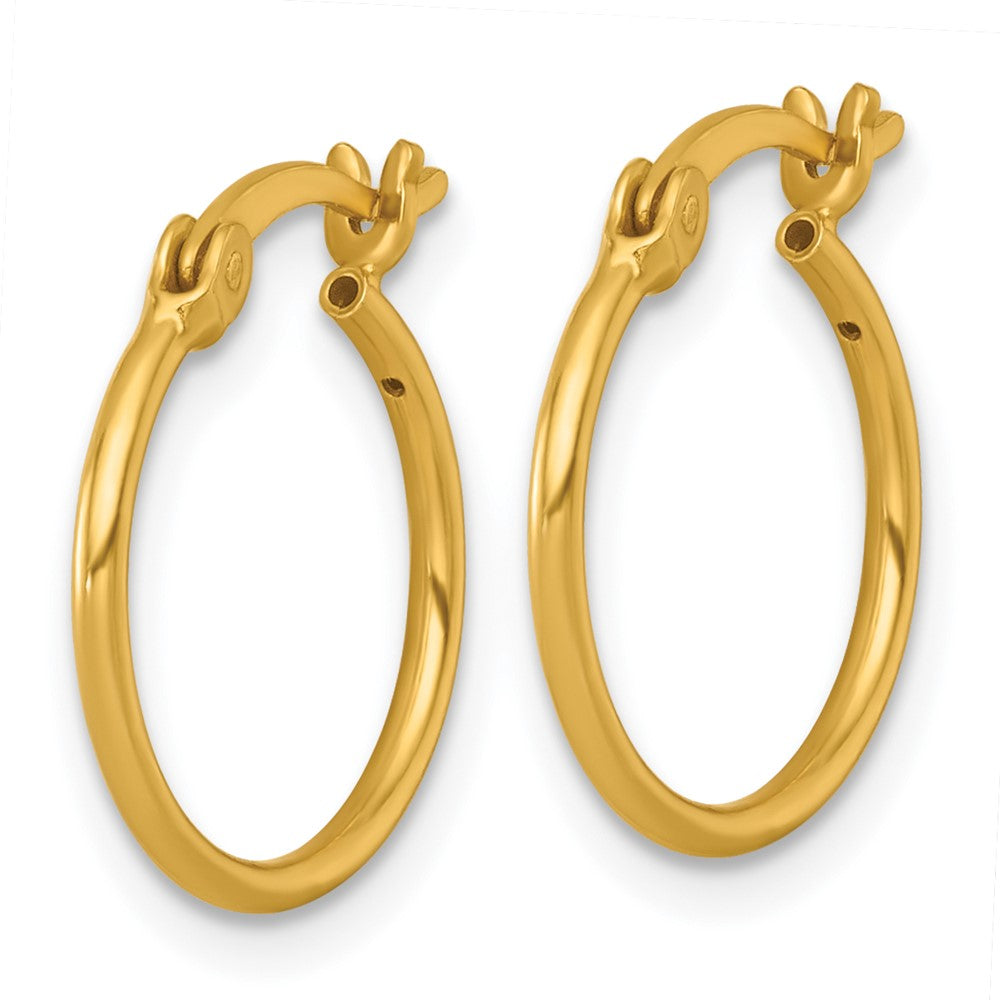 Sterling Silver Gold-tone Polished 1.25mm Round Hoop Earrings