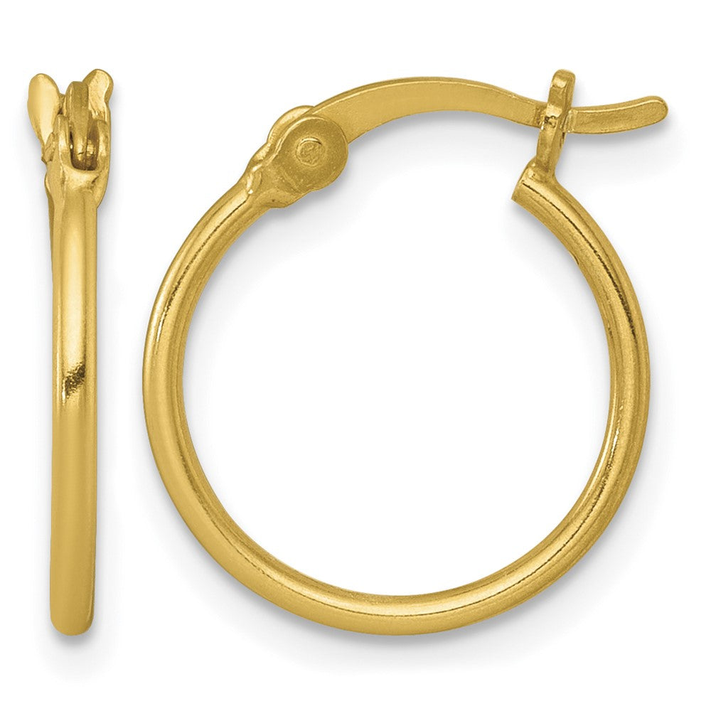 Sterling Silver Gold-tone Polished 1.25mm Round Hoop Earrings