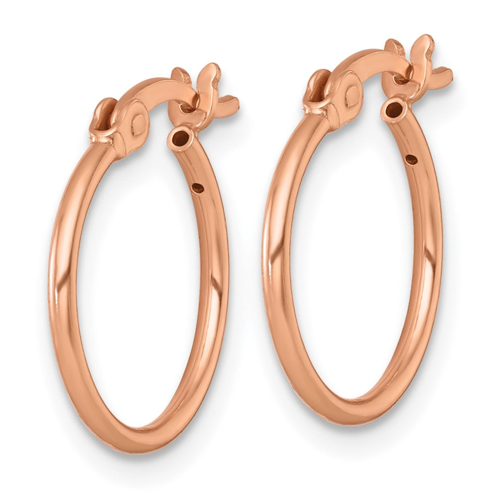 Sterling Silver Rose-tone Polished 1.25mm Round Hoop Earrings