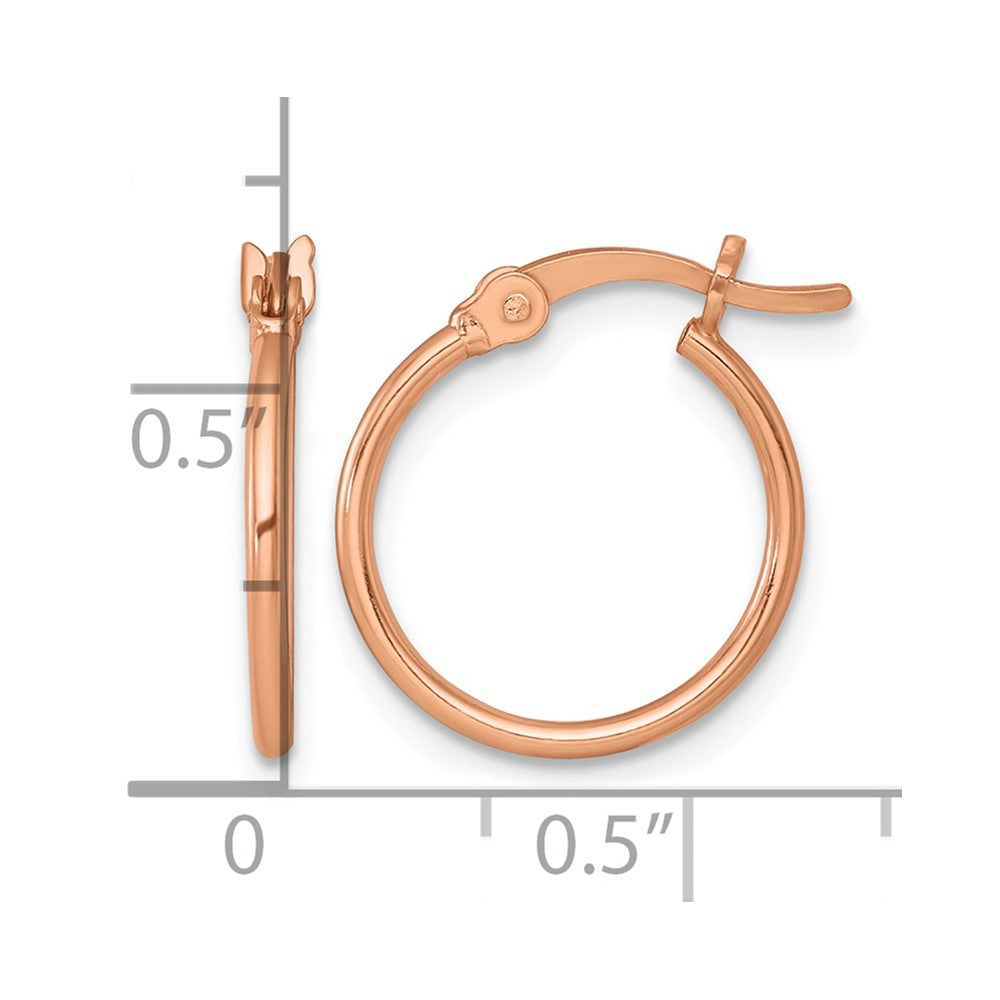 Sterling Silver Rose-tone Polished 1.25mm Round Hoop Earrings