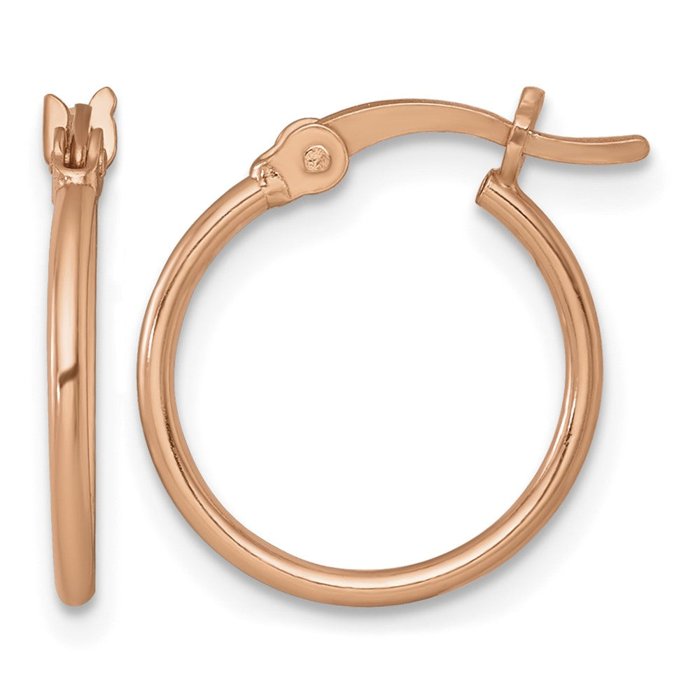 Sterling Silver Rose-tone Polished 1.25mm Round Hoop Earrings