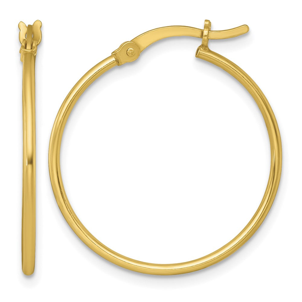 Sterling Silver Gold-tone Polished 1.25mm Round Hoop Earrings