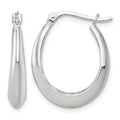 Sterling Silver Polished Knife Edge Tapered Oval Hoop Earrings