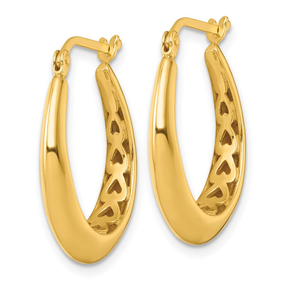 SS Gold-tone Polished Knife Edge Tapered Oval Hoop Earrings