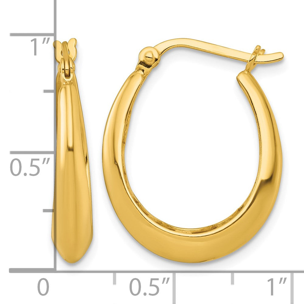 SS Gold-tone Polished Knife Edge Tapered Oval Hoop Earrings