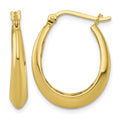 SS Gold-tone Polished Knife Edge Tapered Oval Hoop Earrings