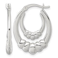 Sterling Silver Polished Scalloped Oval Hoop Earrings