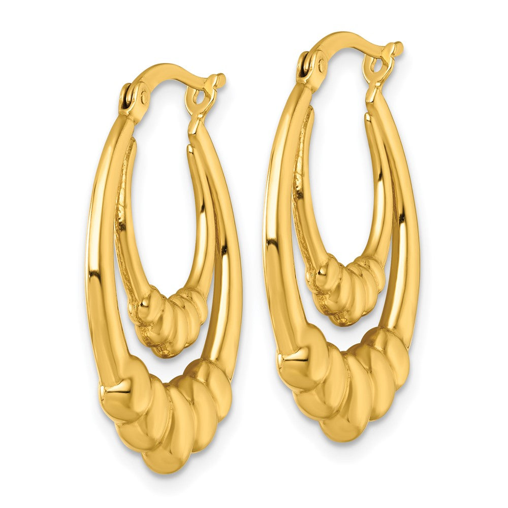 Sterling Silver Gold-tone Polished Scalloped Oval Hoop Earrings