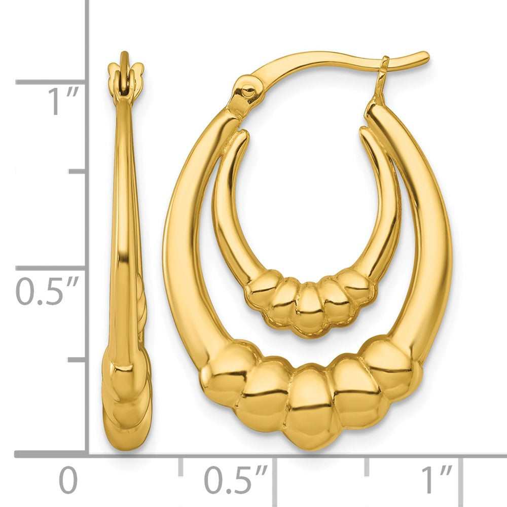 Sterling Silver Gold-tone Polished Scalloped Oval Hoop Earrings