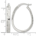 Sterling Silver Polished Diamond-cut 4.0mm Oval Hoop Earrings