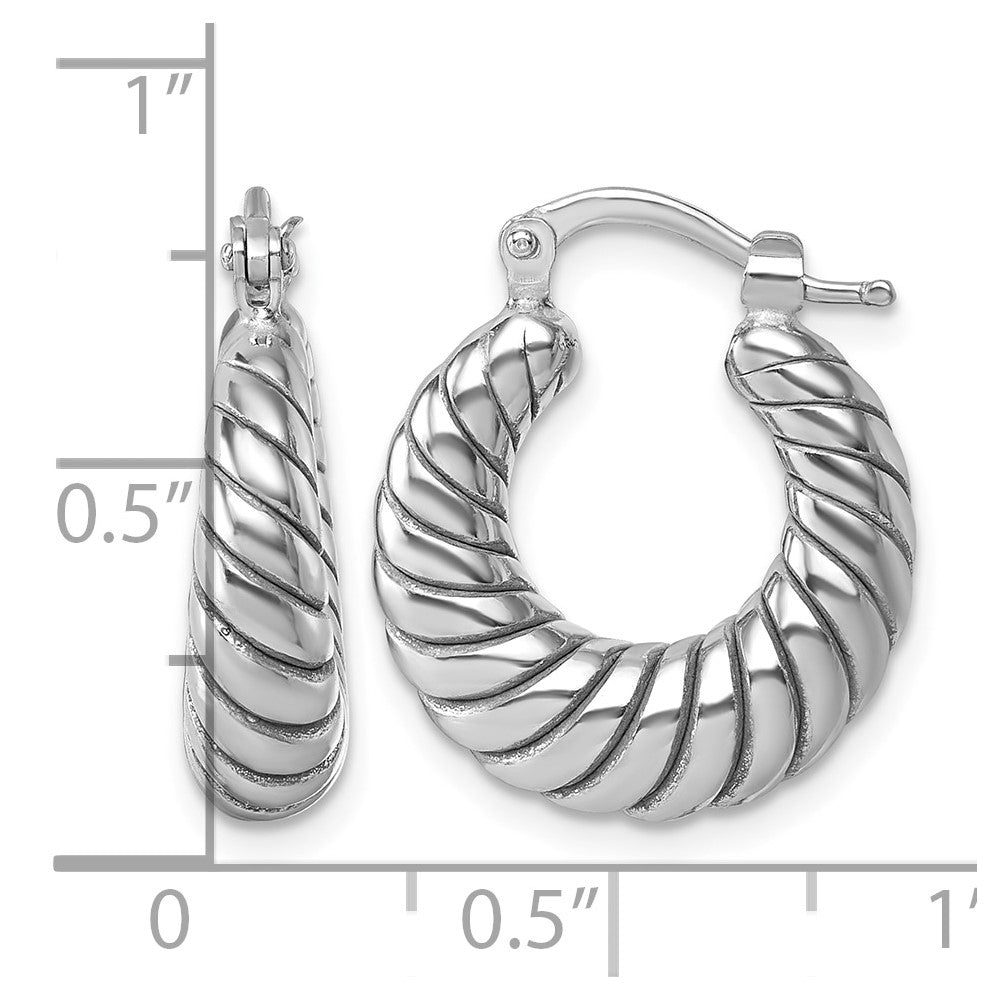 Sterling Silver Rh-plated Polished Twisted Hoop Earrings