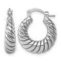 Sterling Silver Rh-plated Polished Twisted Hoop Earrings