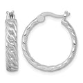 Sterling Silver RH-pltd Polish 4mm Curb Link Round Hoop Earrings