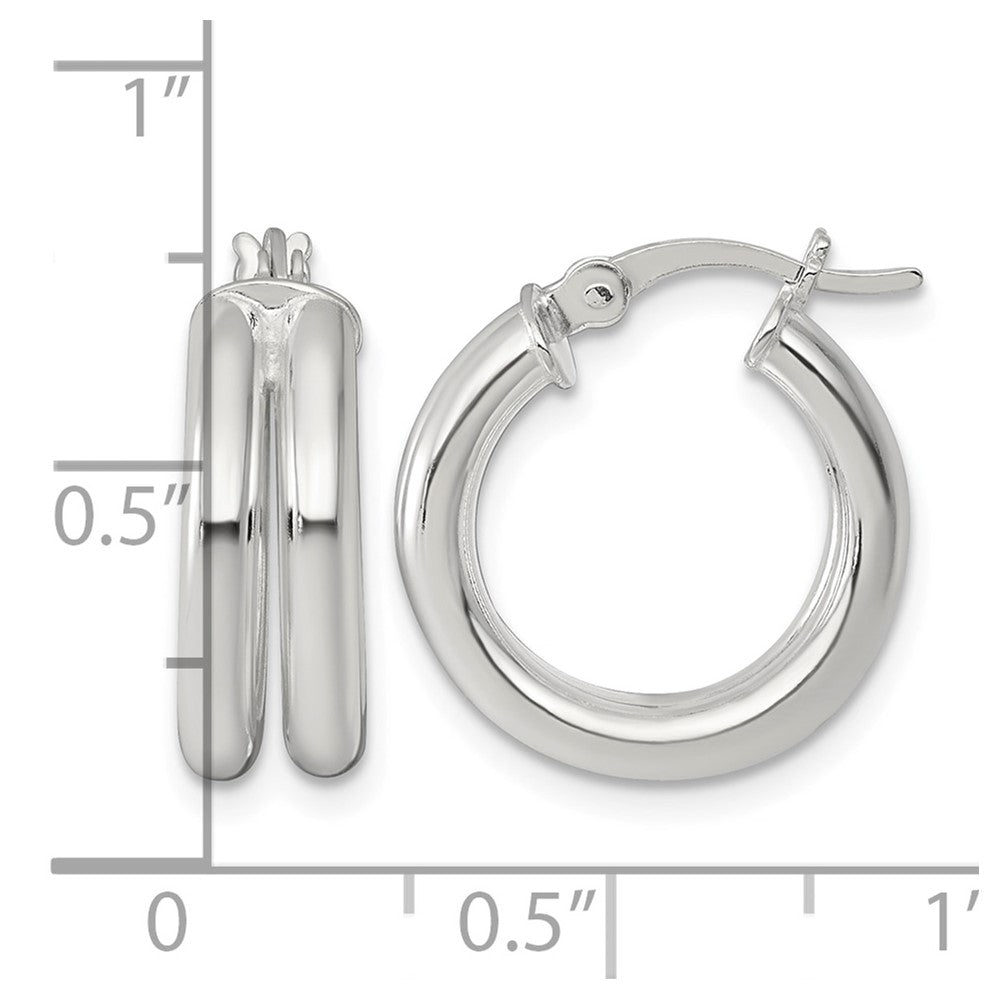 Sterling Silver Polished Double Tube Hoop Earrings