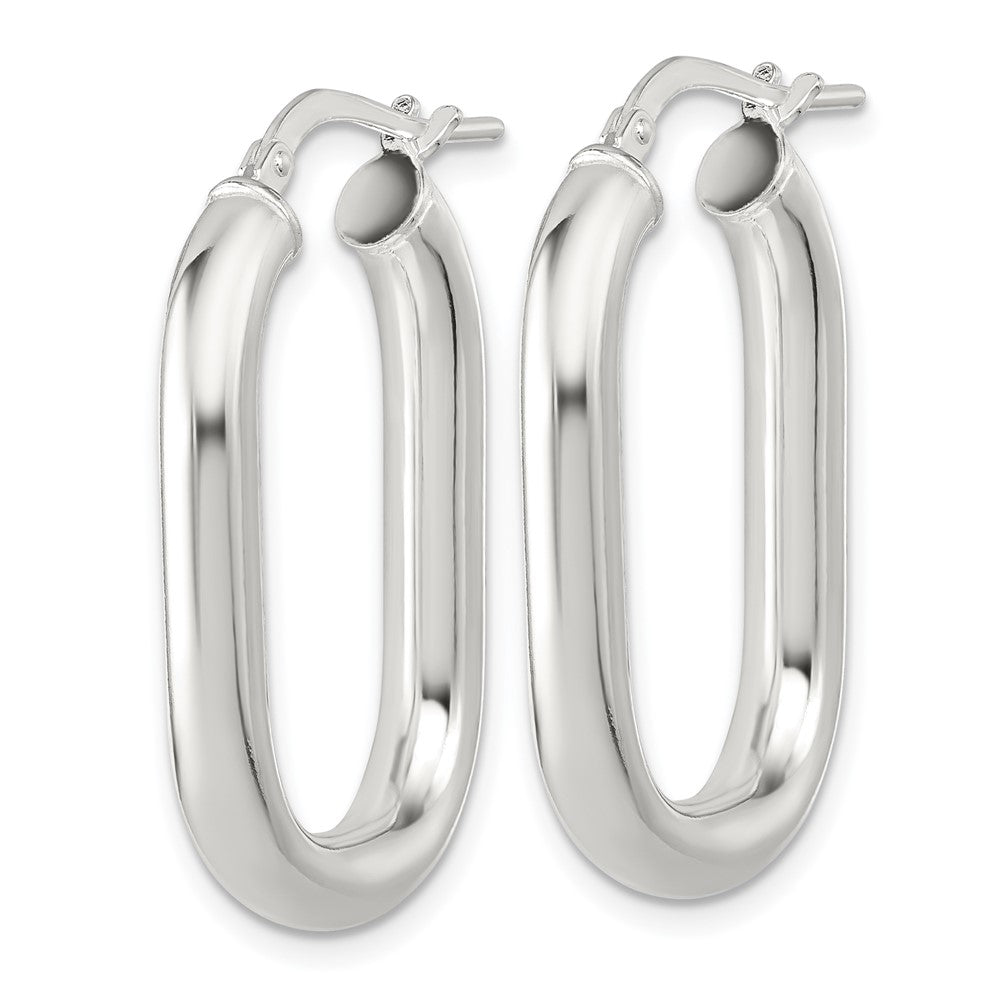 Sterling Silver Polished 4mm Oval Hoop Earrings