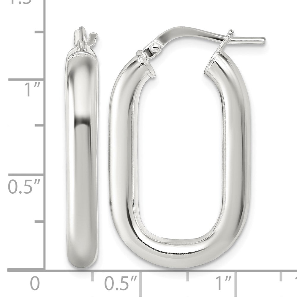 Sterling Silver Polished 4mm Oval Hoop Earrings